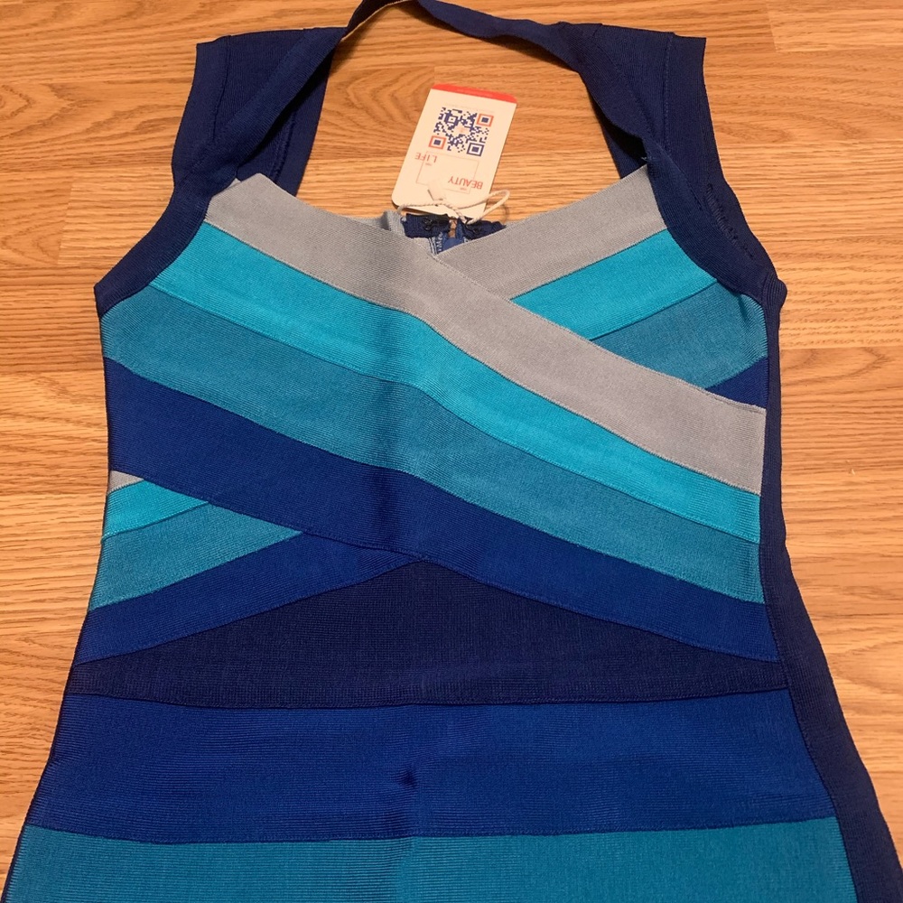 Blue ombré bandage mini dress - Picture 4 of 5